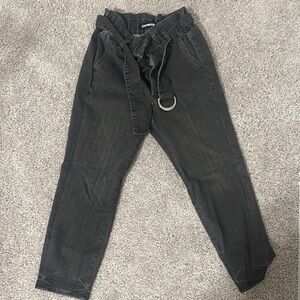 Express Black Belted Boot Cut Pants